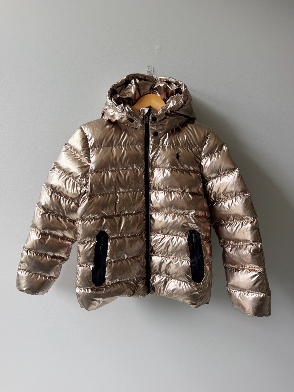 Polo Ralph Lauren Metallic Quilted Down Jacket Water Repellent girls XL(16)